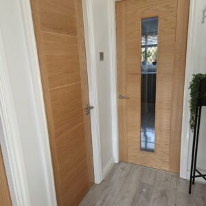 oak veneer unglazed supply and fitted including handles and hinges £250